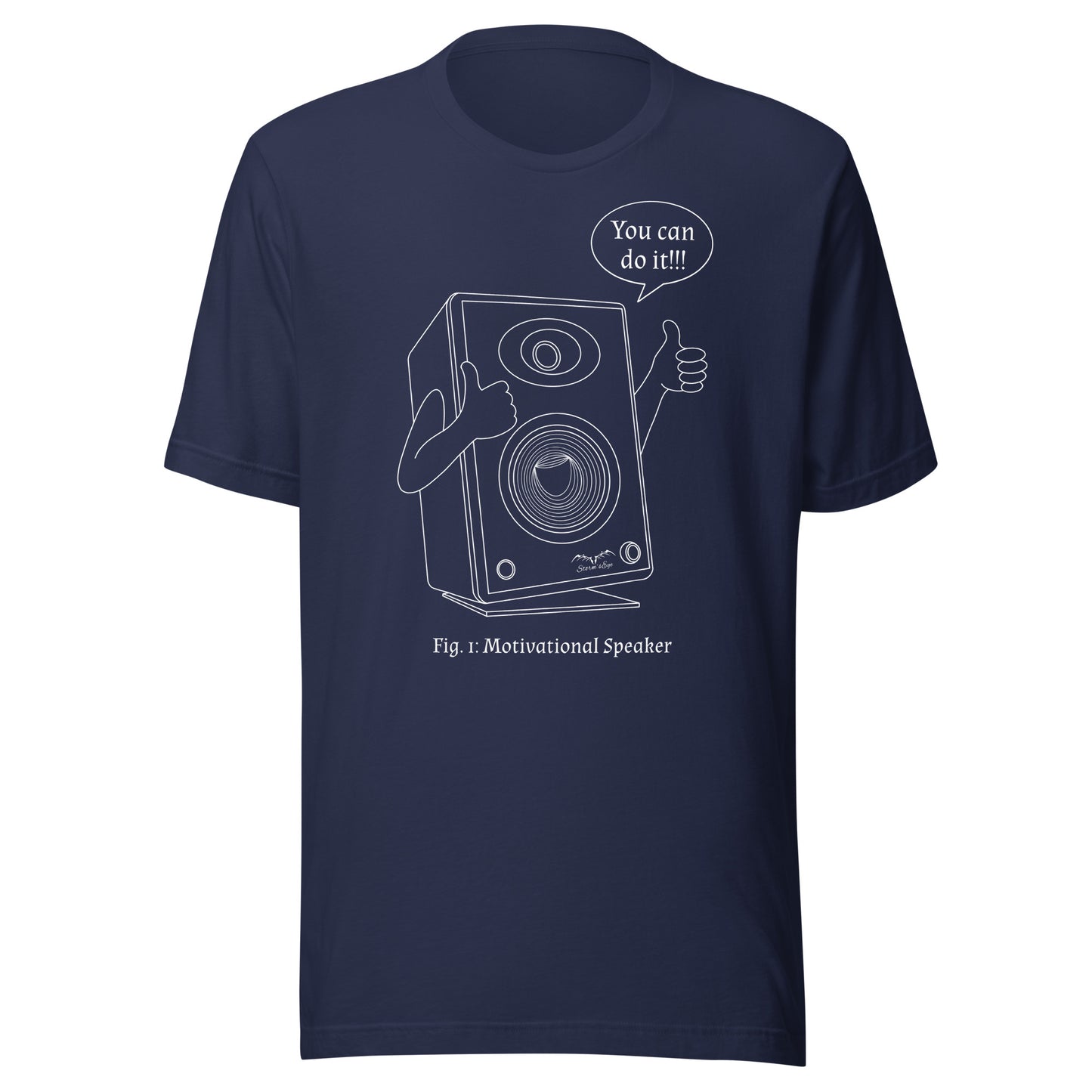 funny motivational speaker t-shirt, navy blue, by Stormseye Design