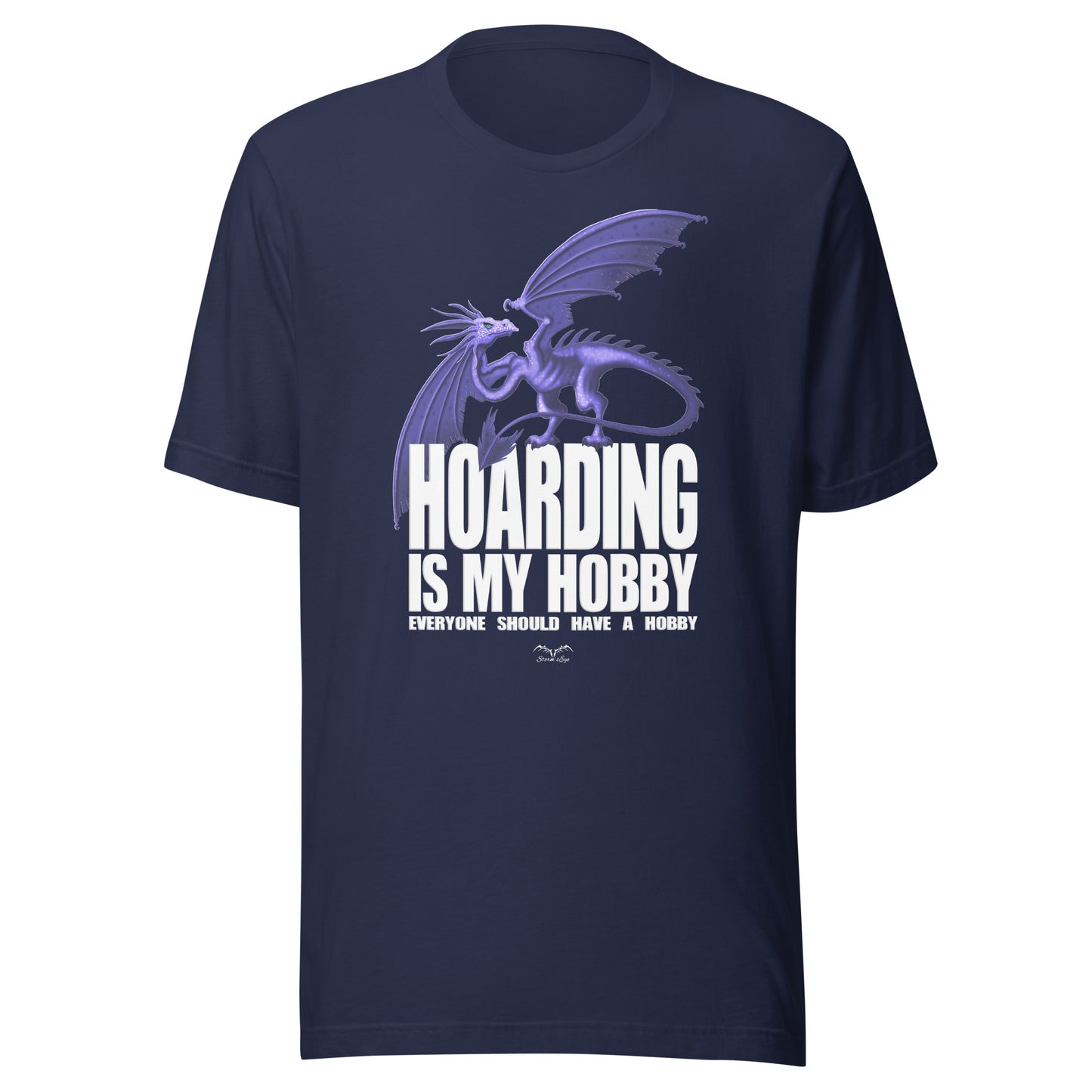 hoarding is my hobby dragon t-shirt, navy blue, by Stormseye Design