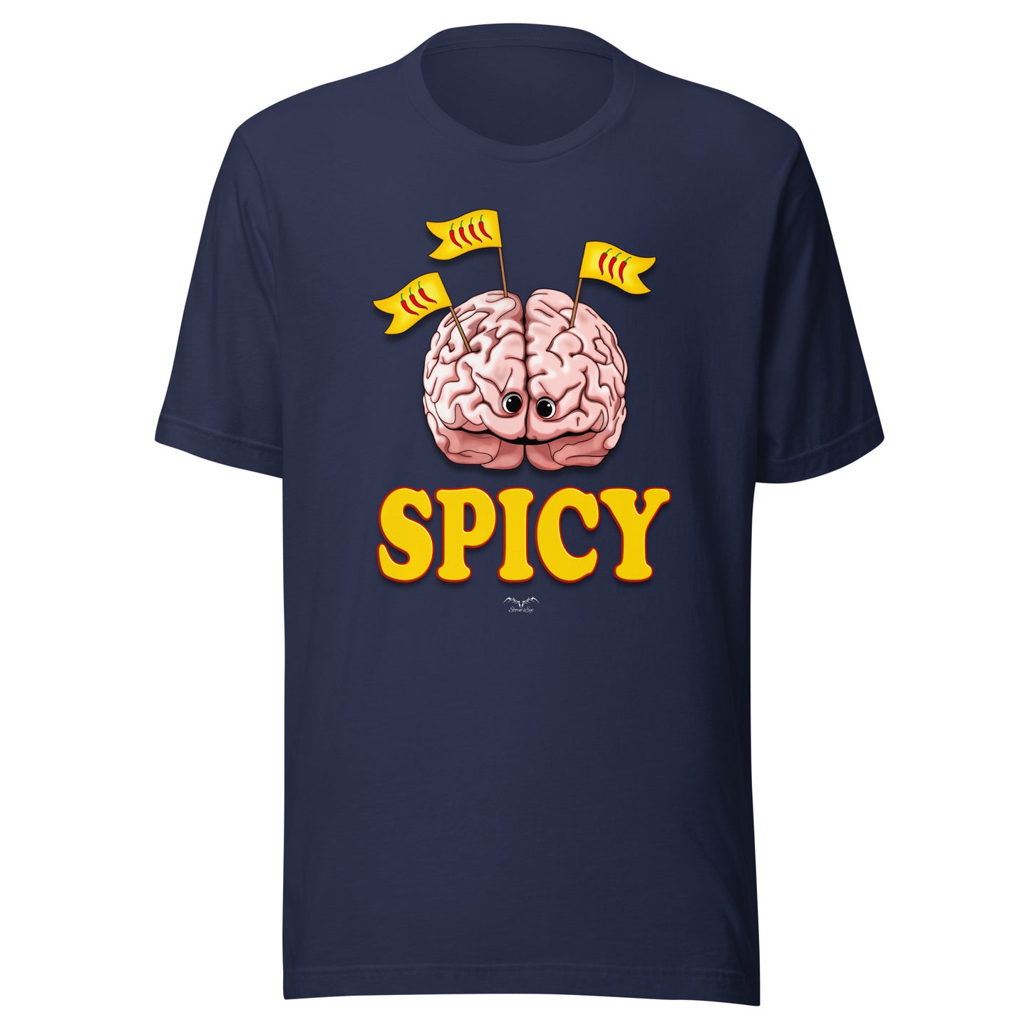 Funny Spicy Brain T-shirt by Stormseye, navy blue