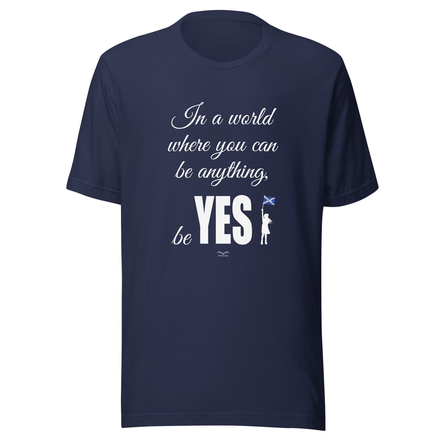 Be Yes Scottish Independence shirt by Stormseye, navy blue