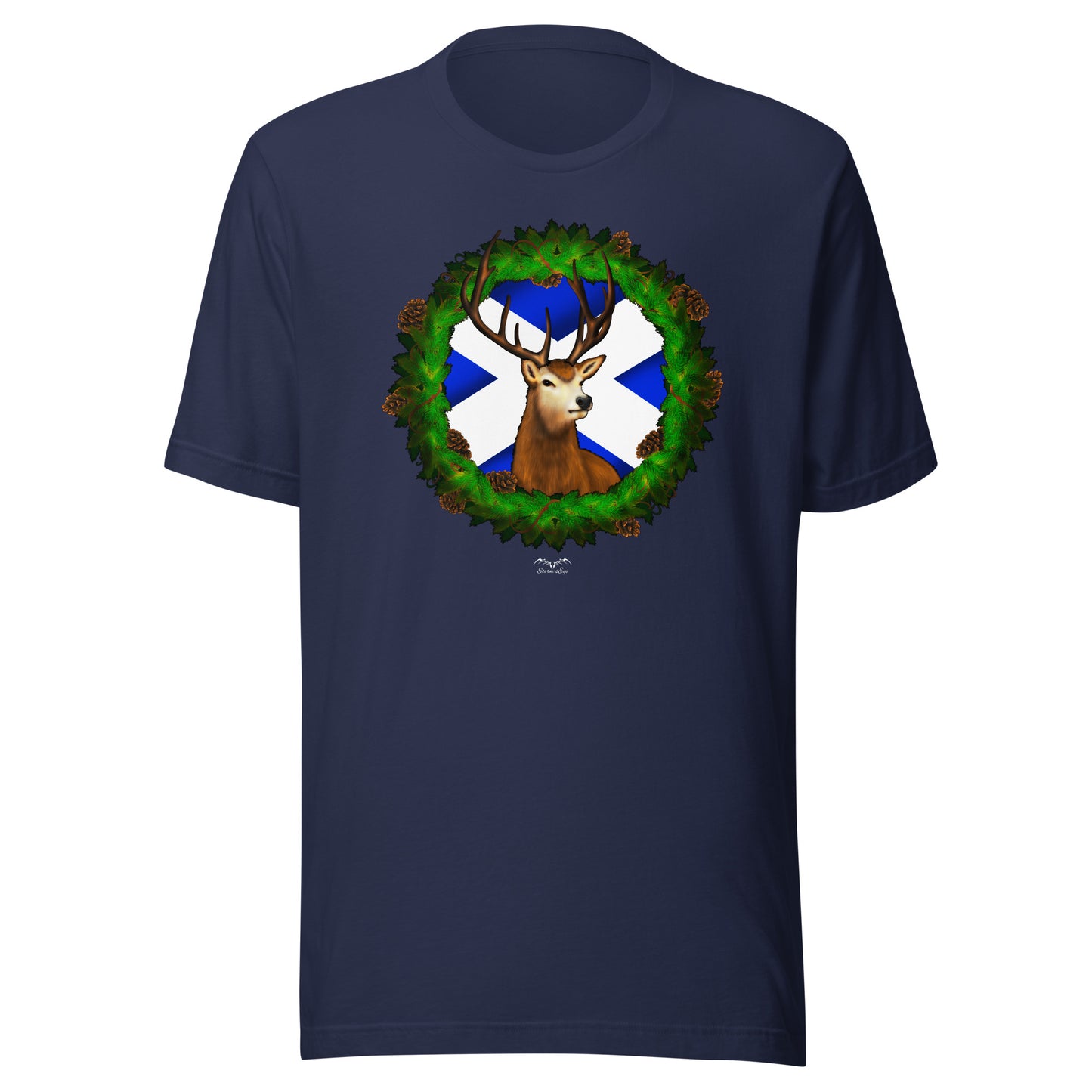 Stag & Saltire Scottish T-shirt by Stormseye, navy blue