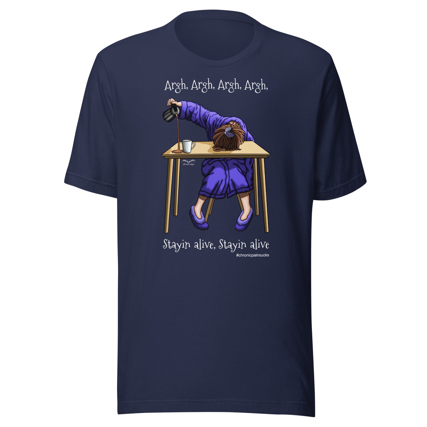 Chronic Pain Sucks T-shirt by Stormseye, navy blue