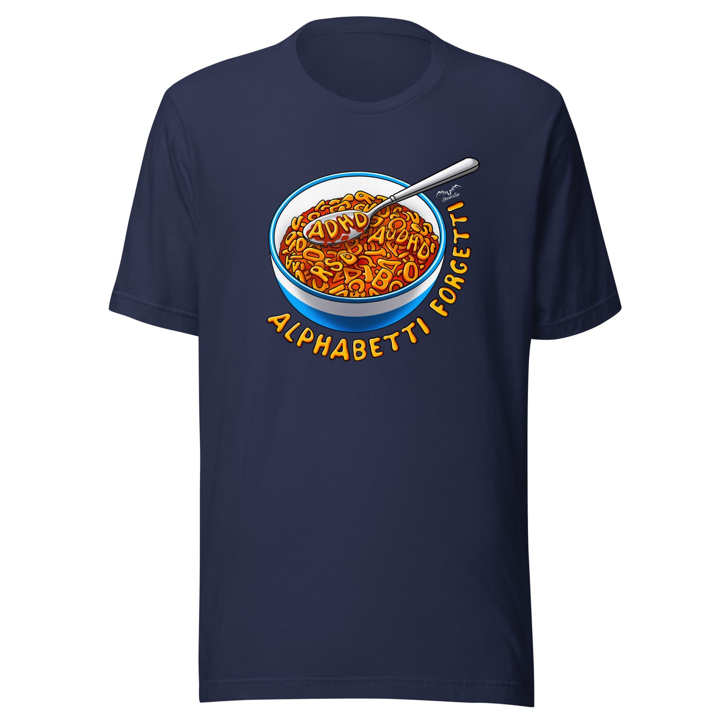 ADHD Spaghetti T-shirt by Stormseye, navy blue