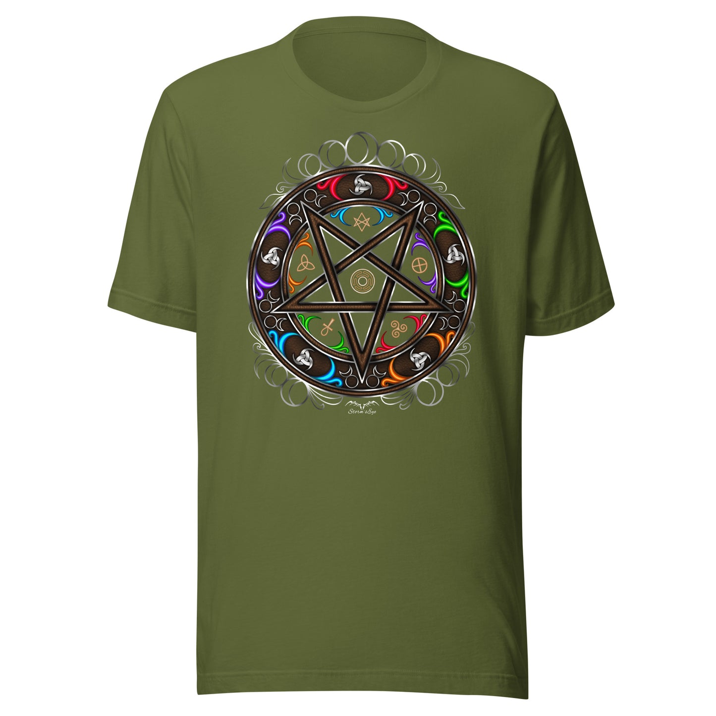 Witchy Occult Wheel Colour T-shirt | Gothic Wicca Pentagram Shirt | 7 Colours S-4XL