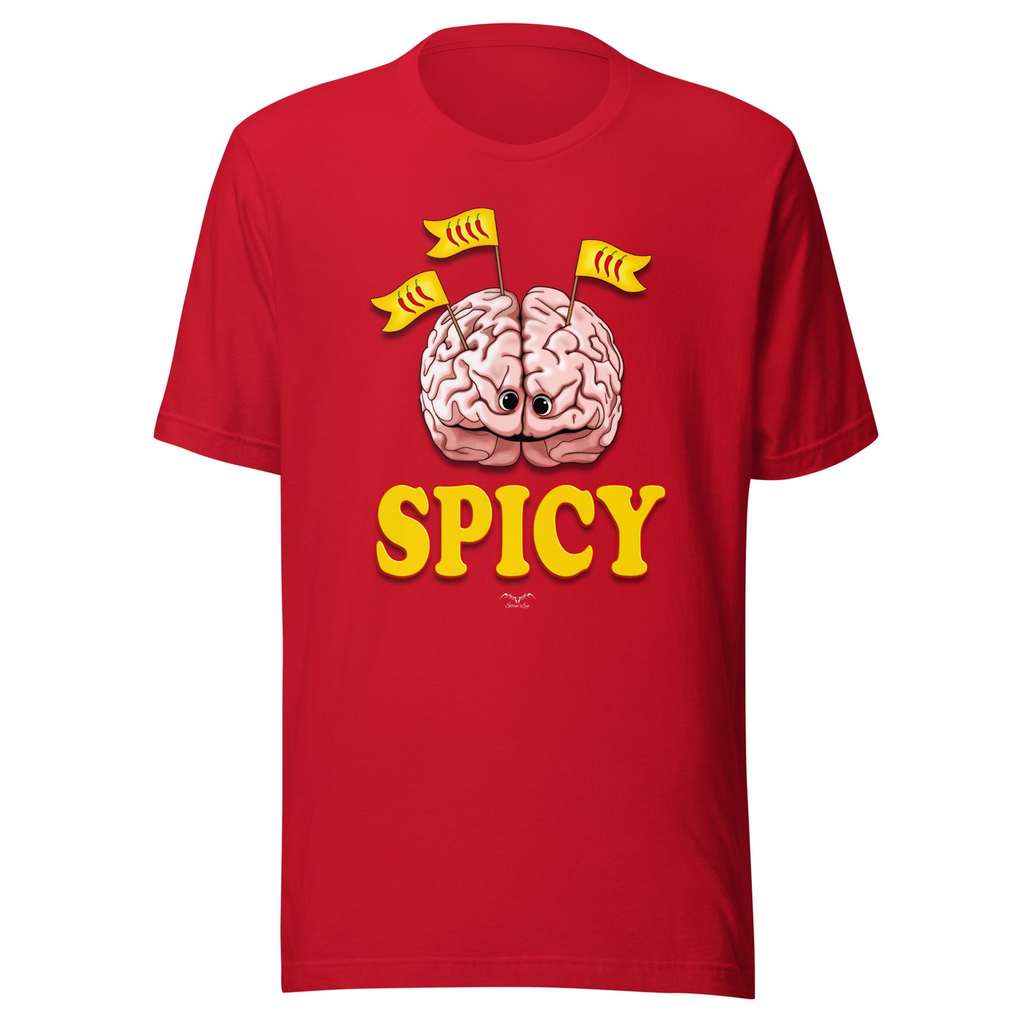 Funny Spicy Brain T-shirt by Stormseye, bright red