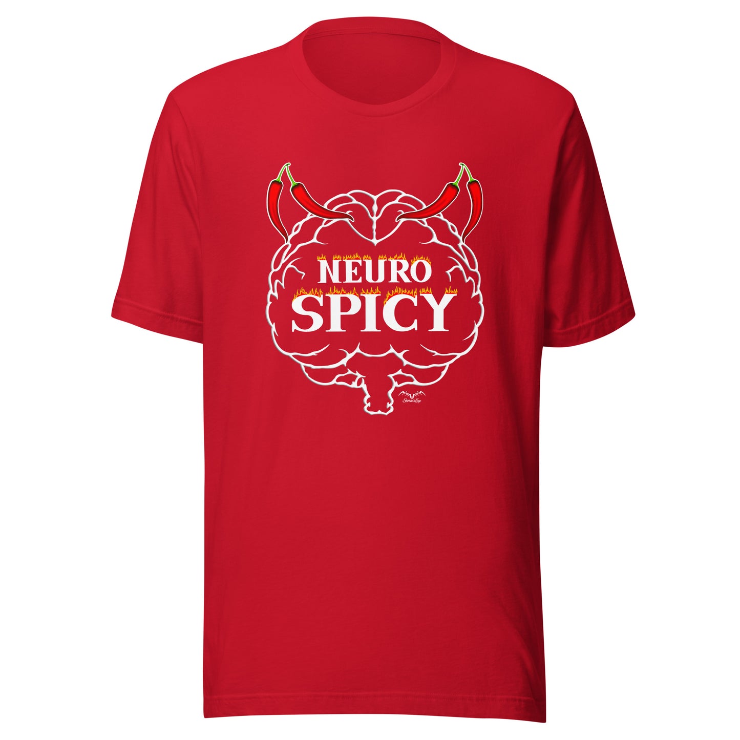 Neuro Spicy neurodiversity shirt by Stormseye. Bright red