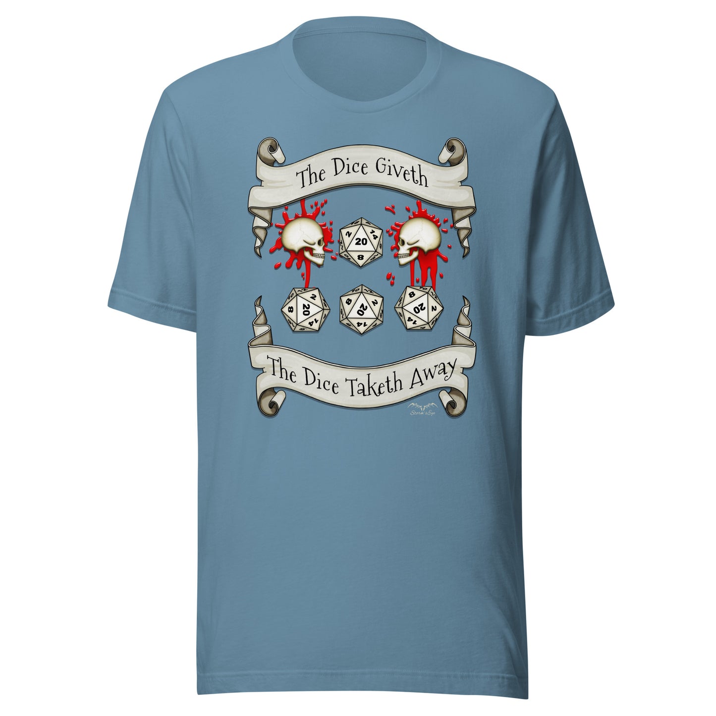 Dungeons and dragons D20 dice roll t-shirt blue by stormseye design