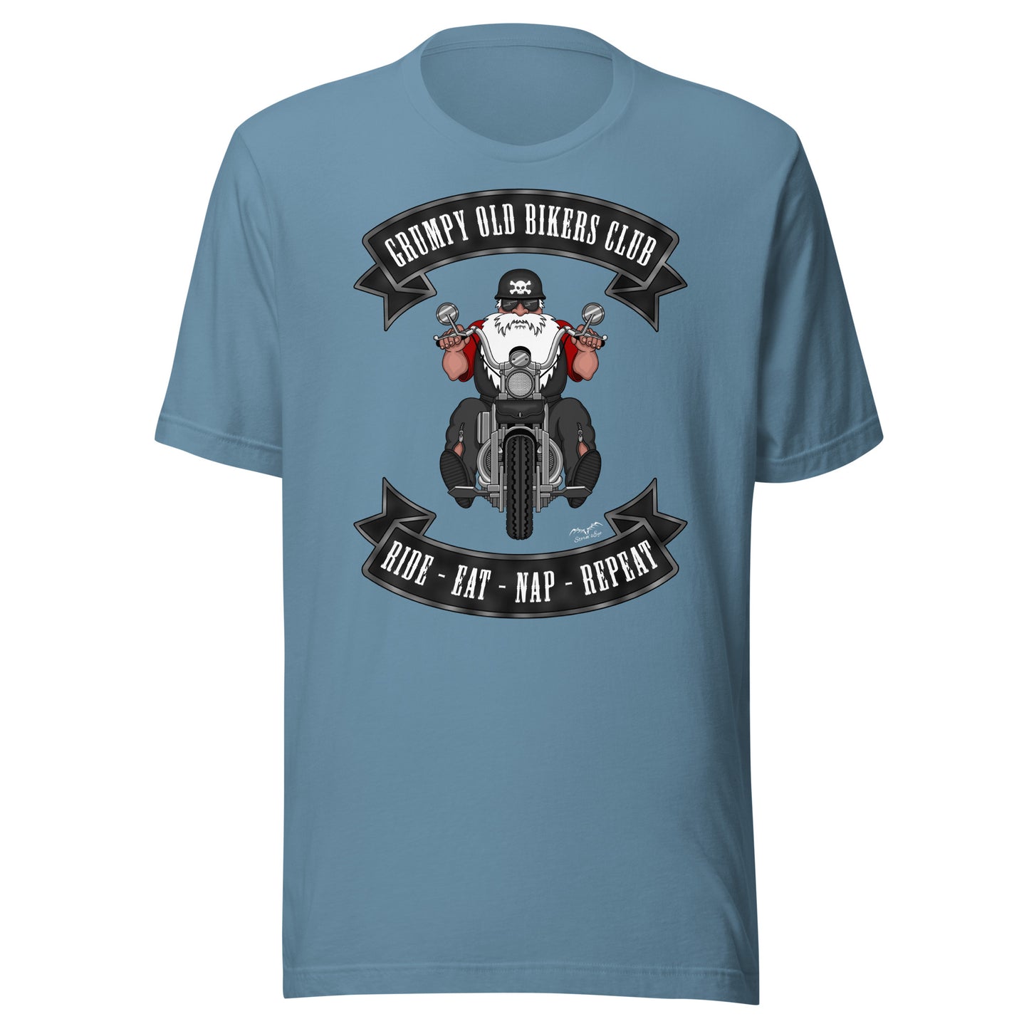 grumpy old biker t-shirt blue by stormseye design