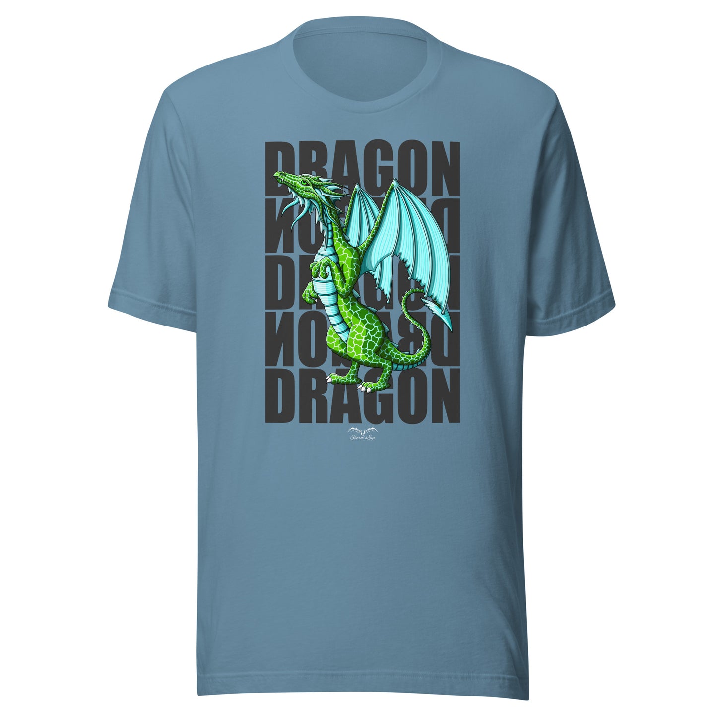green dragon fantasy t-shirt, blue, by stormseye design