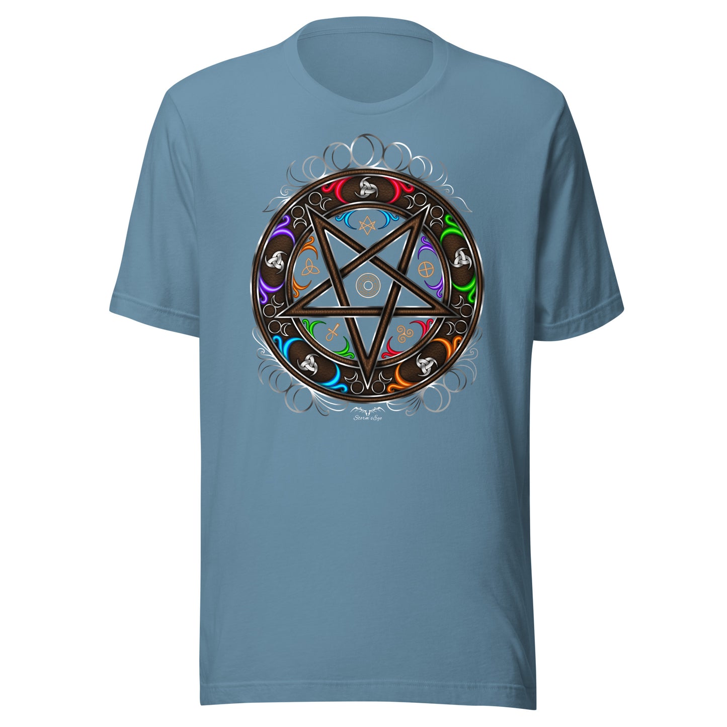 Witchy Occult Wheel Colour T-shirt | Gothic Wicca Pentagram Shirt | 7 Colours S-4XL