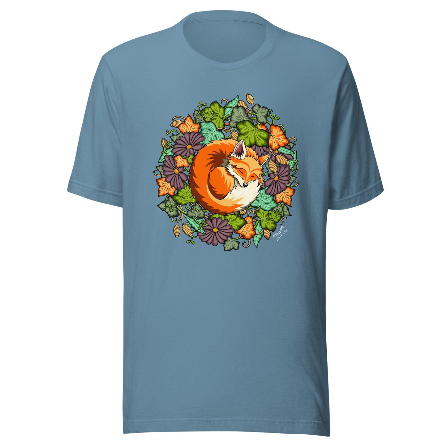 Sleeping Fox t-shirt by Stormseye, light blue