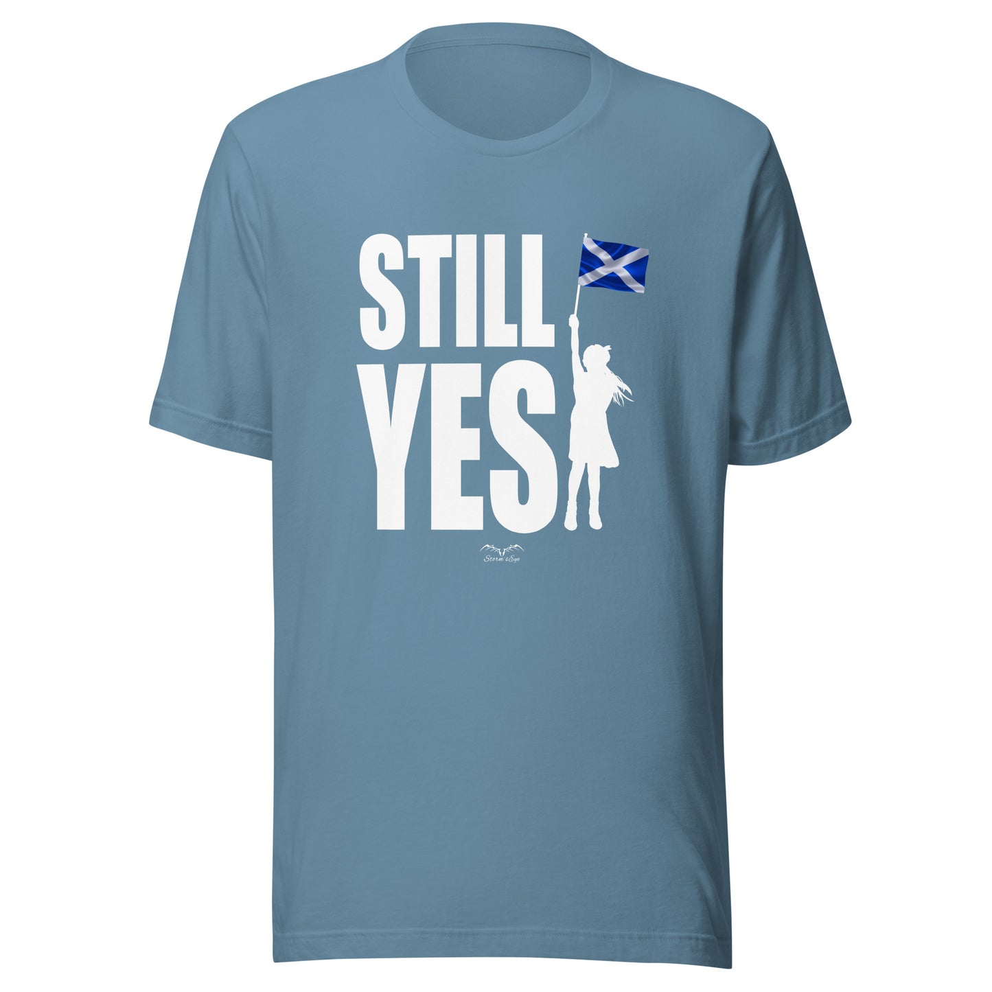Still Yes Scottish Independence shirt by Stormseye, pale blue