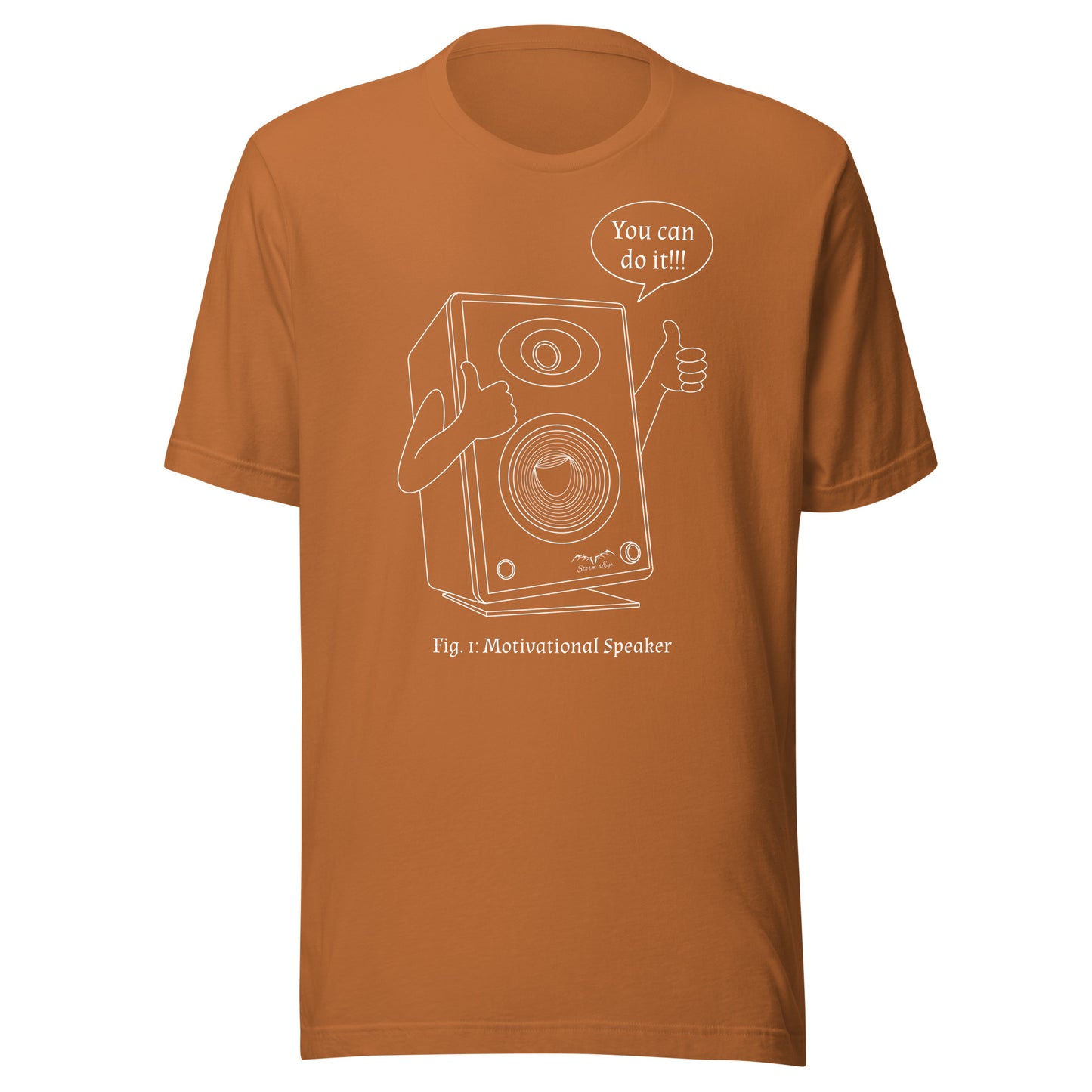 funny motivational speaker t-shirt, orange, by Stormseye Design