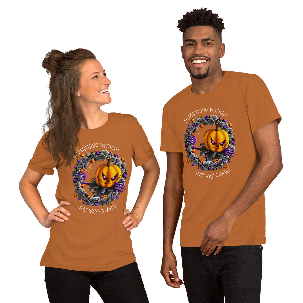 Stormseye Design Pumpkin King Halloween T shirt modelled view orange