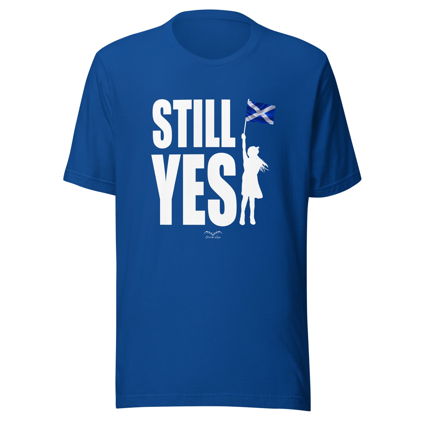 Still Yes Scottish Independence shirt by Stormseye, royal blue