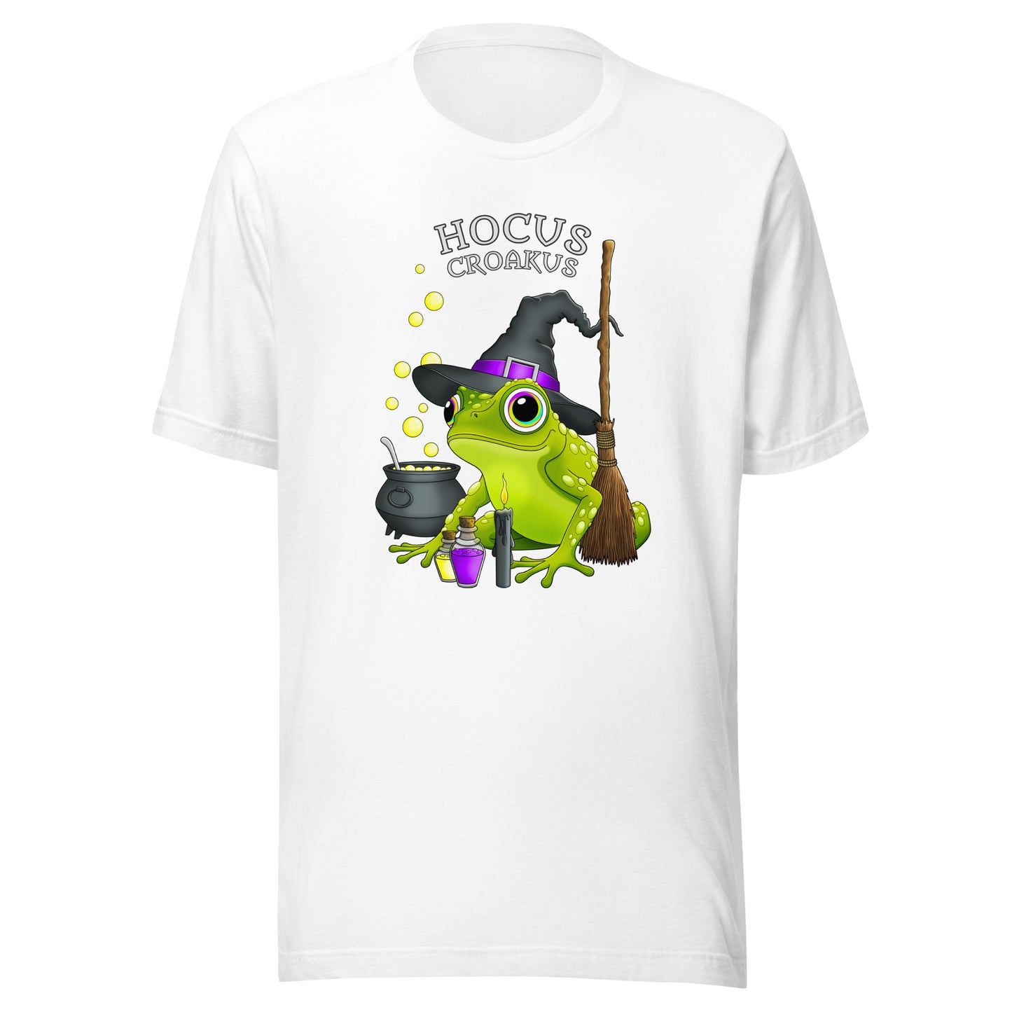 stormseye design witch frog hocus croakus T shirt, flat view white