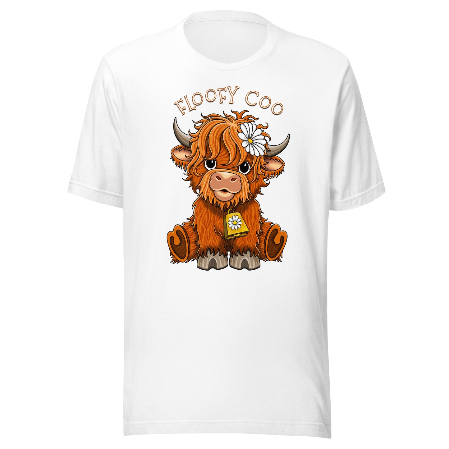 Floofy coo highland cow shirt by stormseye design, white