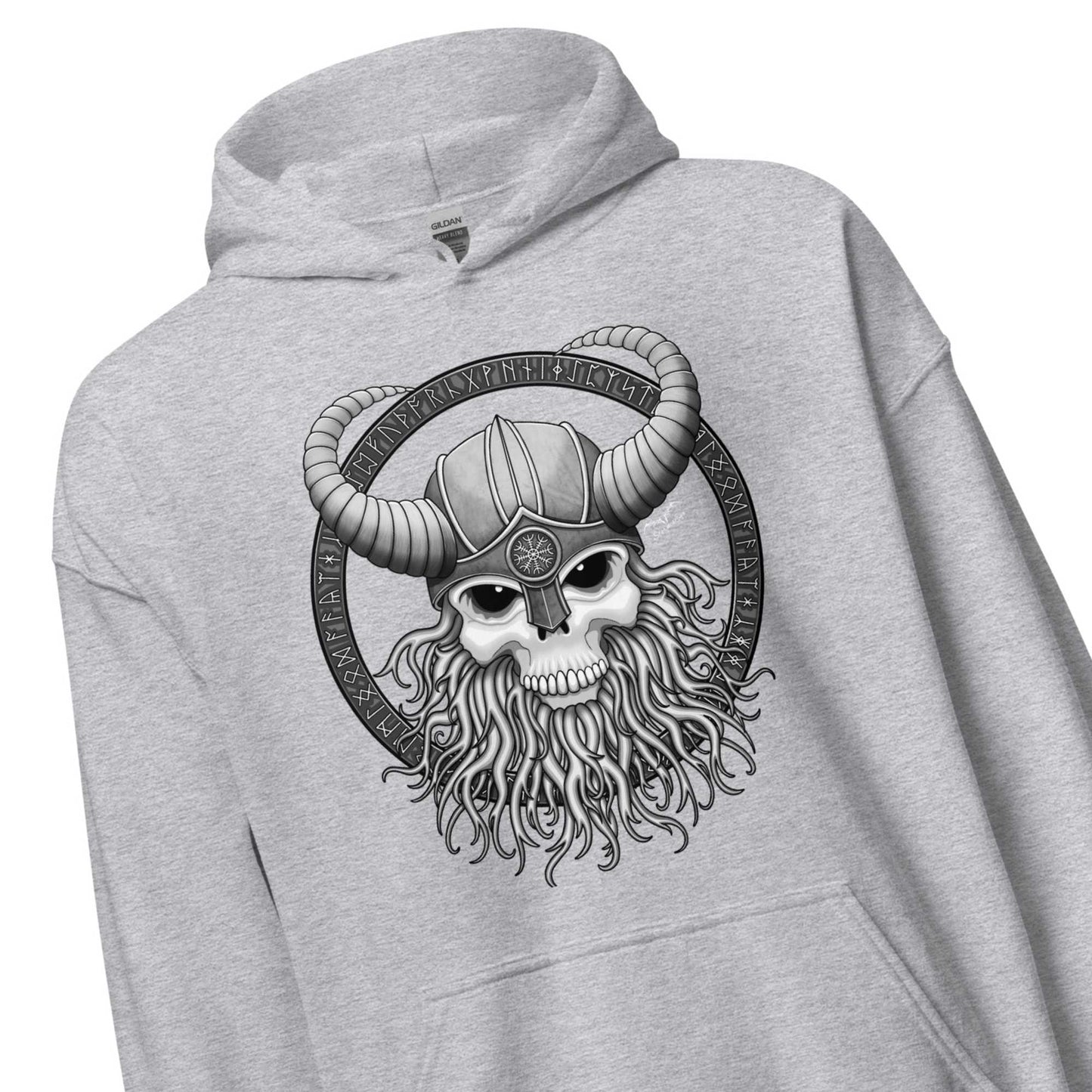 Viking Skull Hoodie | Nordic Runes Pullover | Fantasy Sweater | 8 Colours