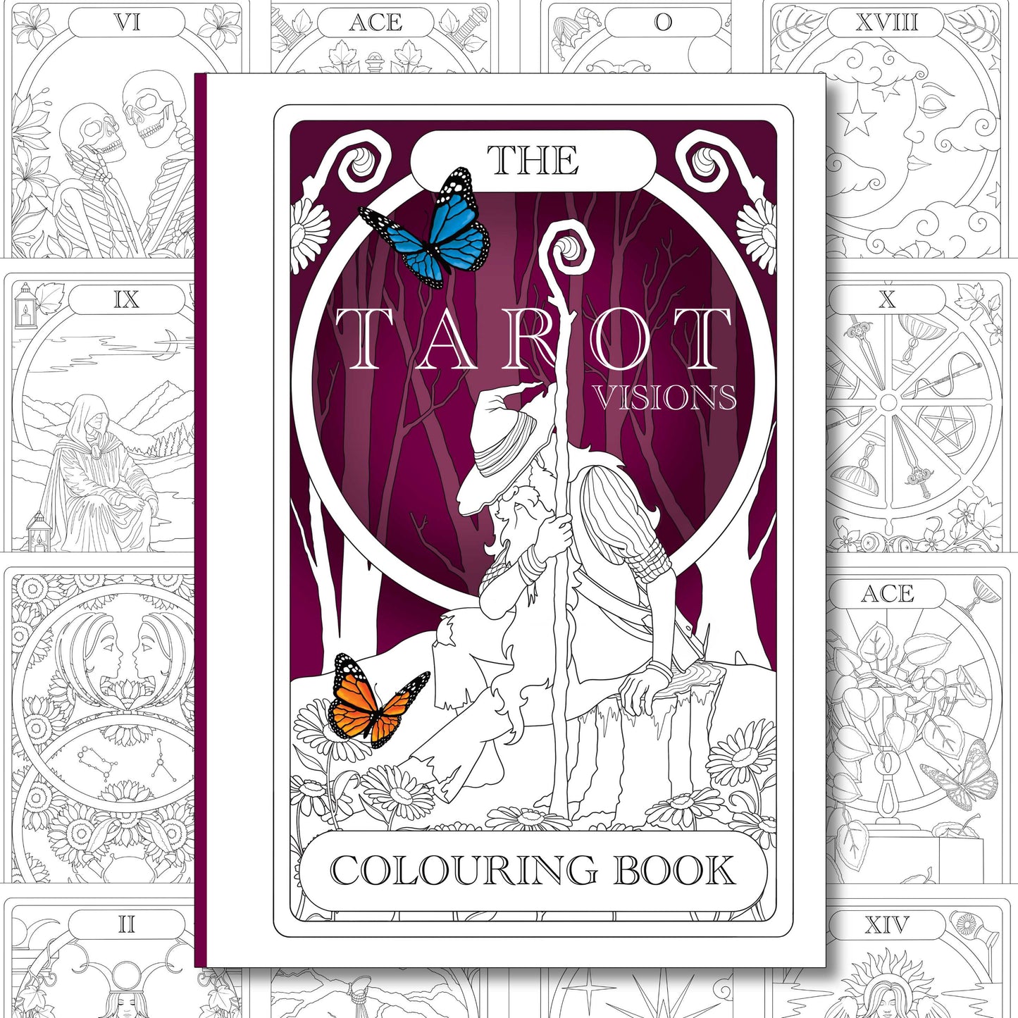 The Tarot Visions Colouring Book | 32 Tarot Card Themed Designs to Colour | Paperback A4 (Copy)