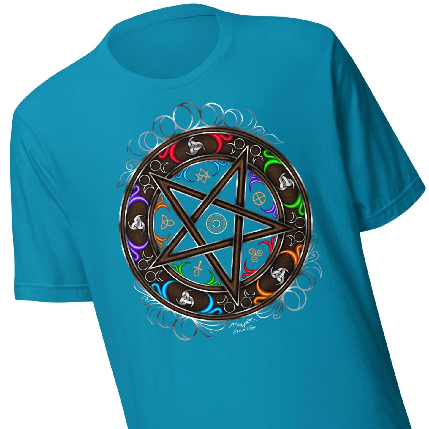 Witchy Occult Wheel Colour T-shirt | Gothic Wicca Pentagram Shirt | 7 Colours S-4XL