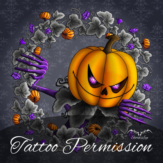Pumpkin King Halloween Tattoo Design - Téléchargement numérique instantané