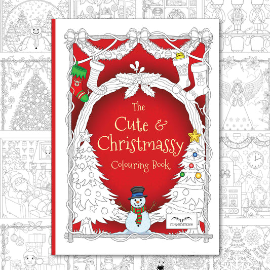 The Cute & Christmassy Colouring Book | 32 Xmas Themed Designs to Colour | Paperback A4