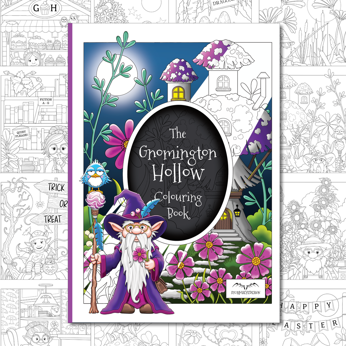 The Gnomington Hollow Colouring Book | 32 Gnomes Themed Designs to Colour | Paperback A4
