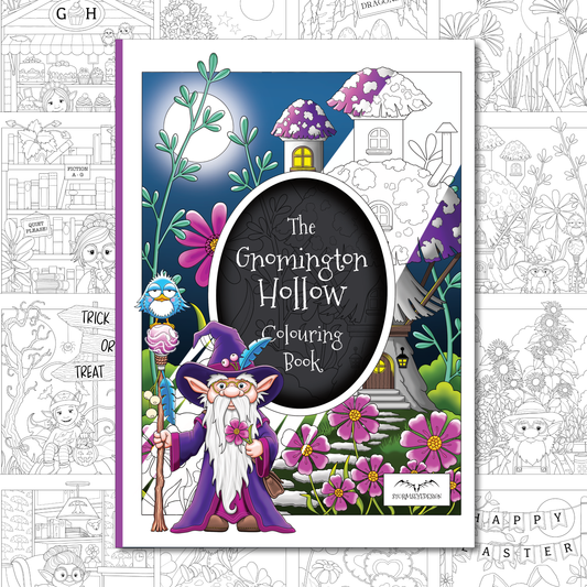 The Gnomington Hollow Colouring Book | 32 Gnomes Themed Designs to Colour | Paperback A4