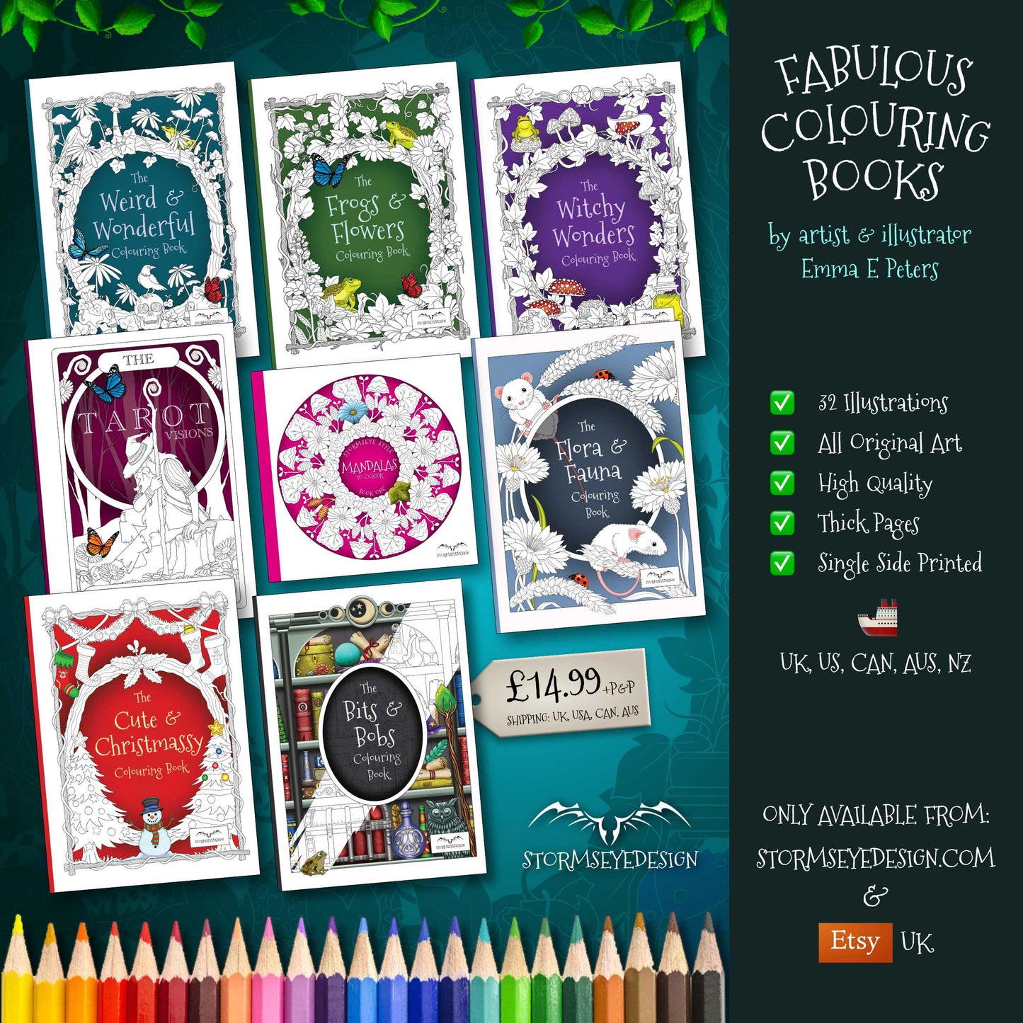 The Flora & Fauna Colouring Book | 32 Plant & Animal Themed Designs to Colour | Paperback A4