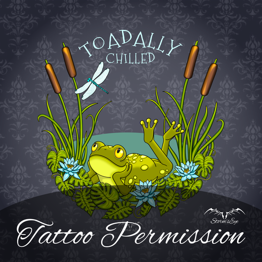 Toadally Chilled cute frog tattoo design by Stormseye Design