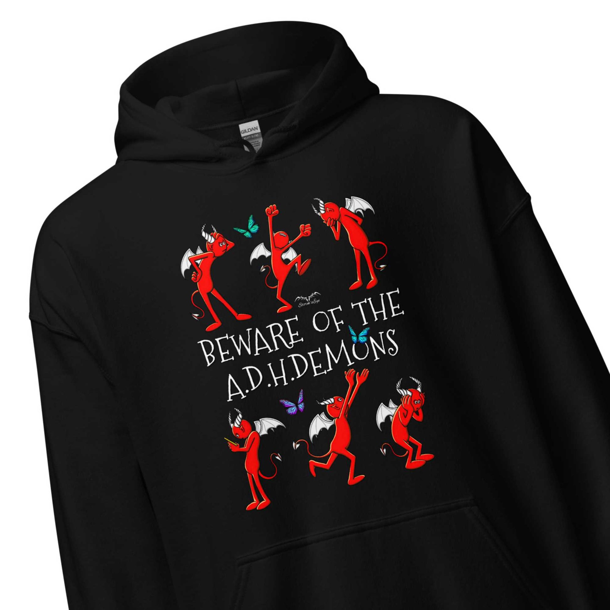 adhd demons hoodie by stormseye design black, zoom view