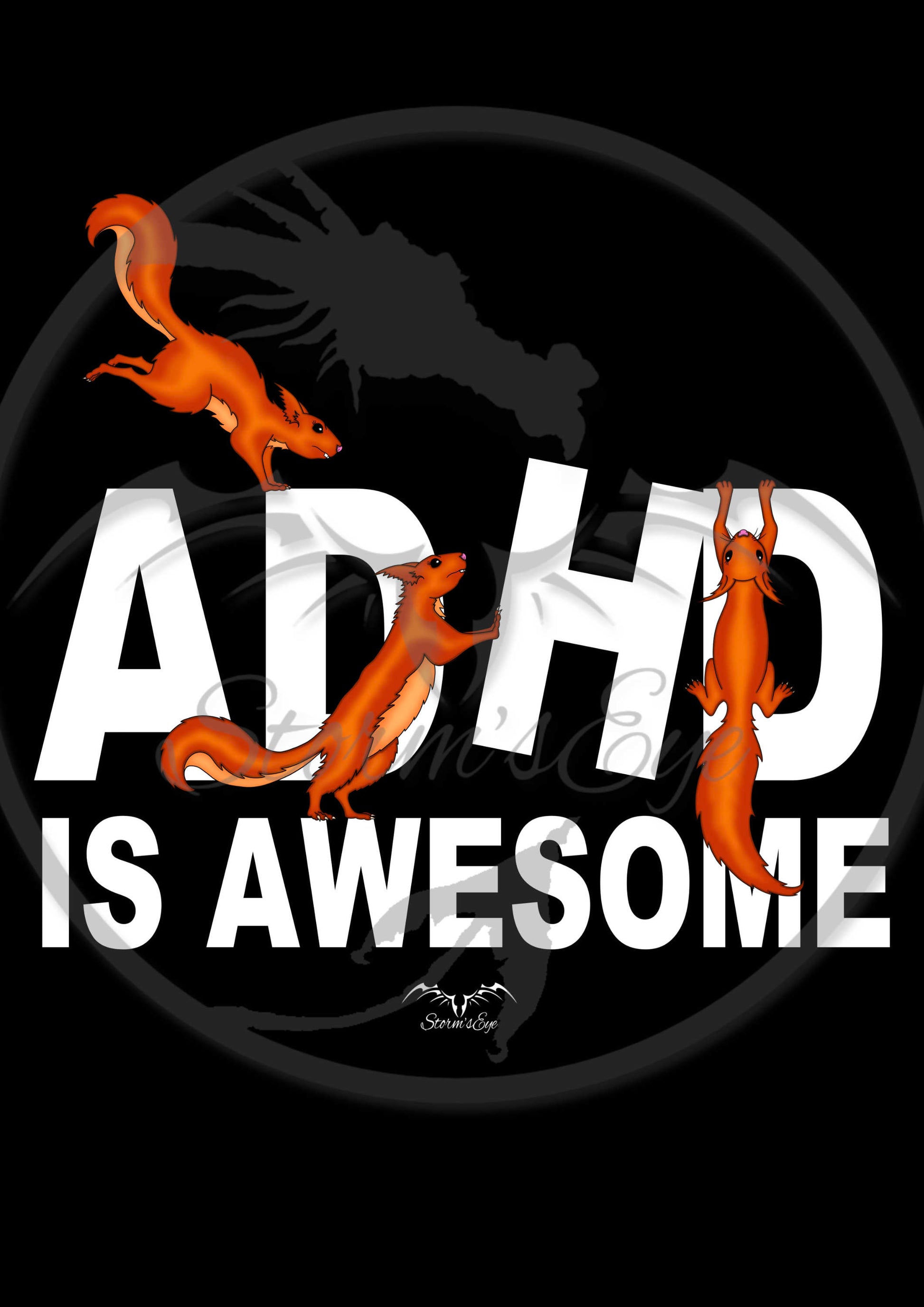 Stormseye Design squirrels ADHD is awesome design
