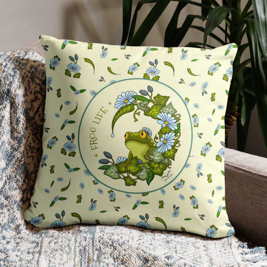 frog life froggy pillowcase cream by stormseye design