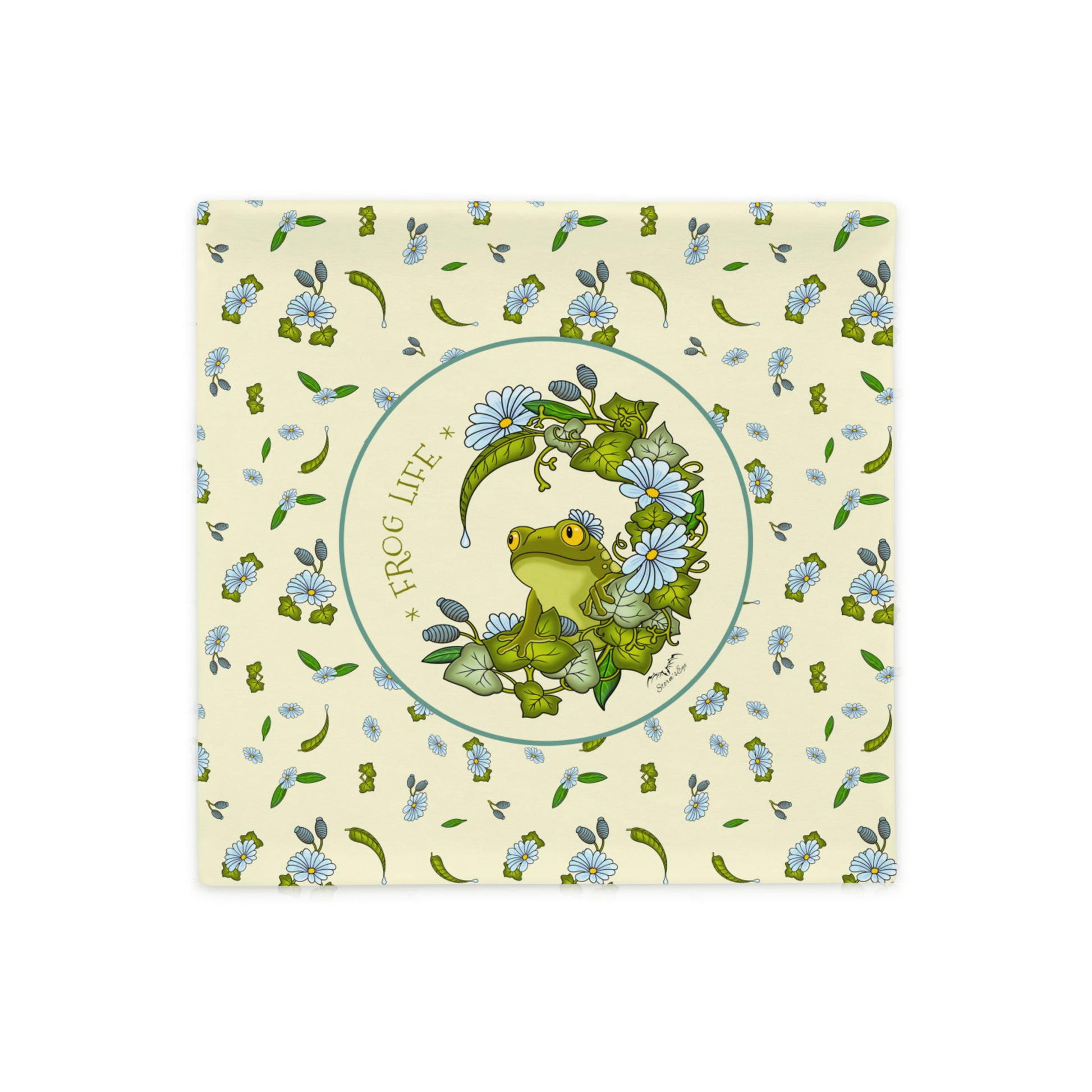 frog life froggy pillowcase cream by stormseye design