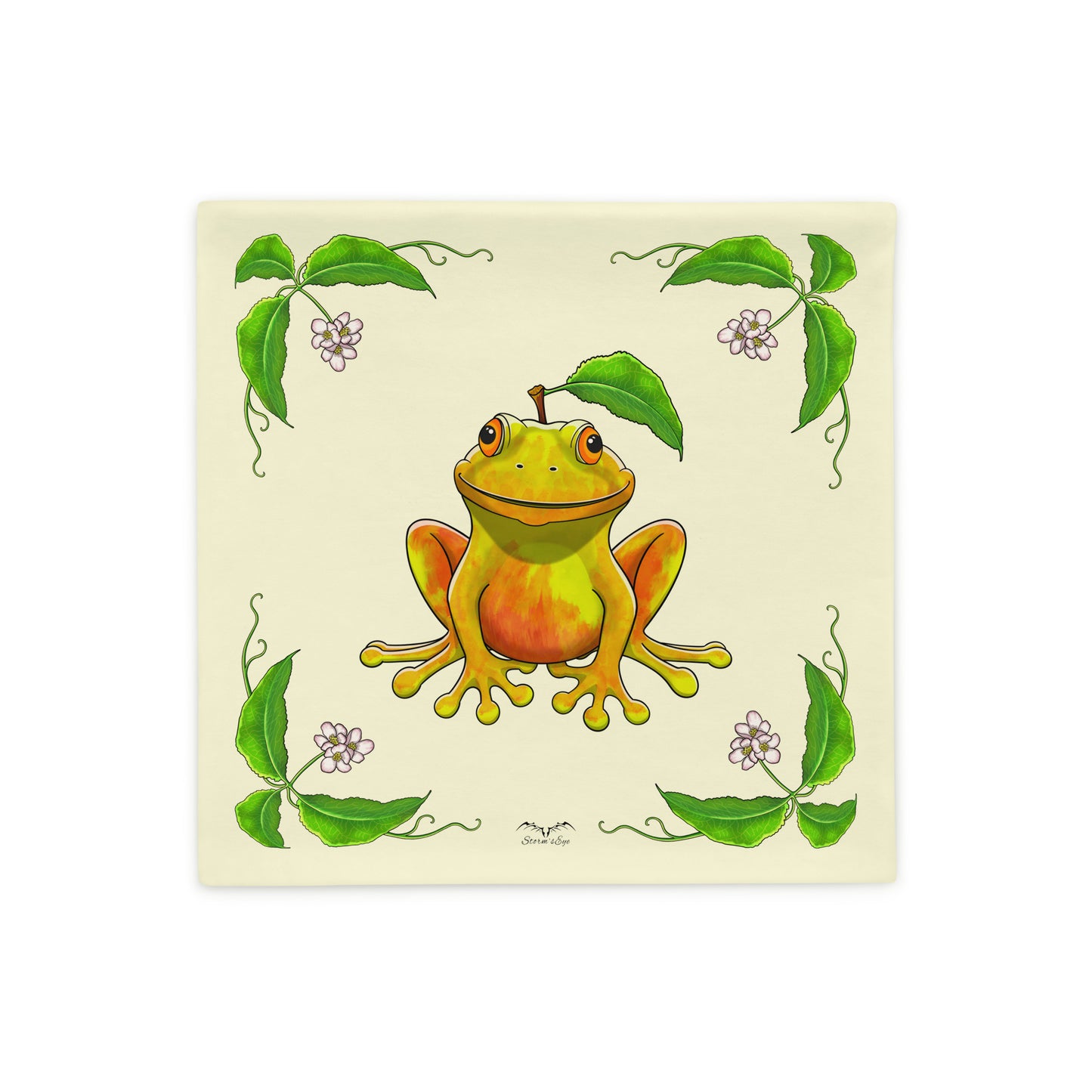 apple andrew fruit frog pillowcase cream by stormseye design