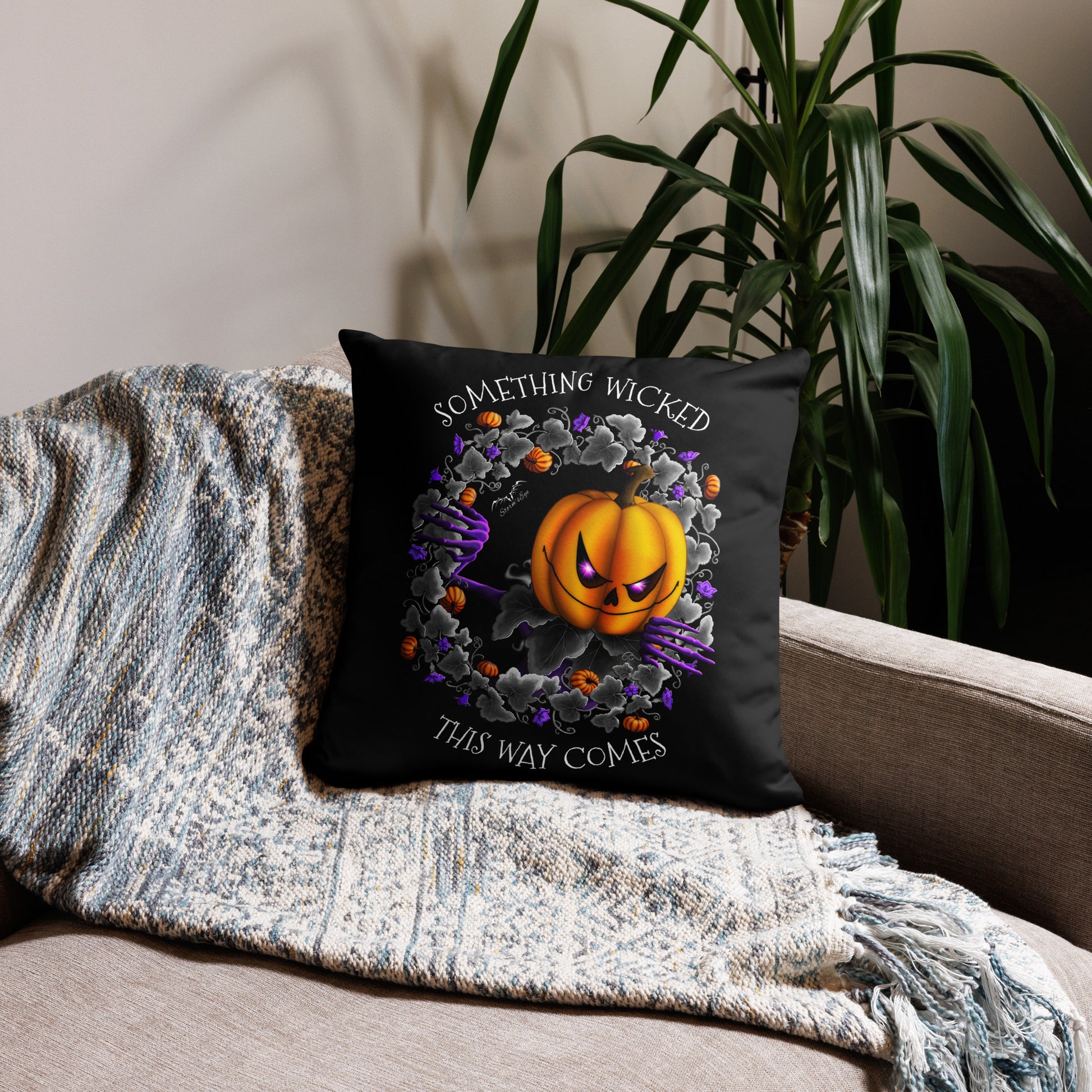 pumpkin king pillow case 18x18 inches by stormseye design