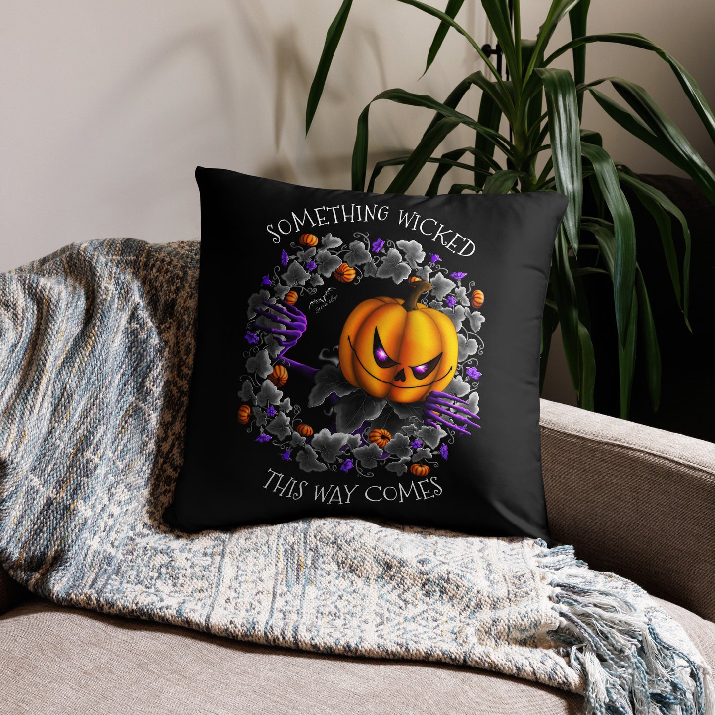 pumpkin king pillow case 22x22 inches by stormseye design