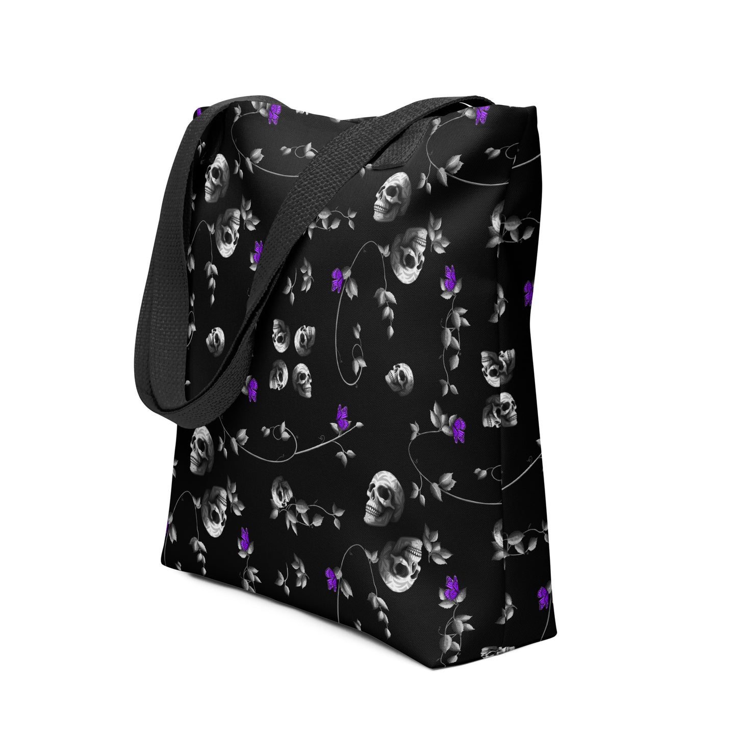 Stormseye design gothic skulls large tote bag, side view