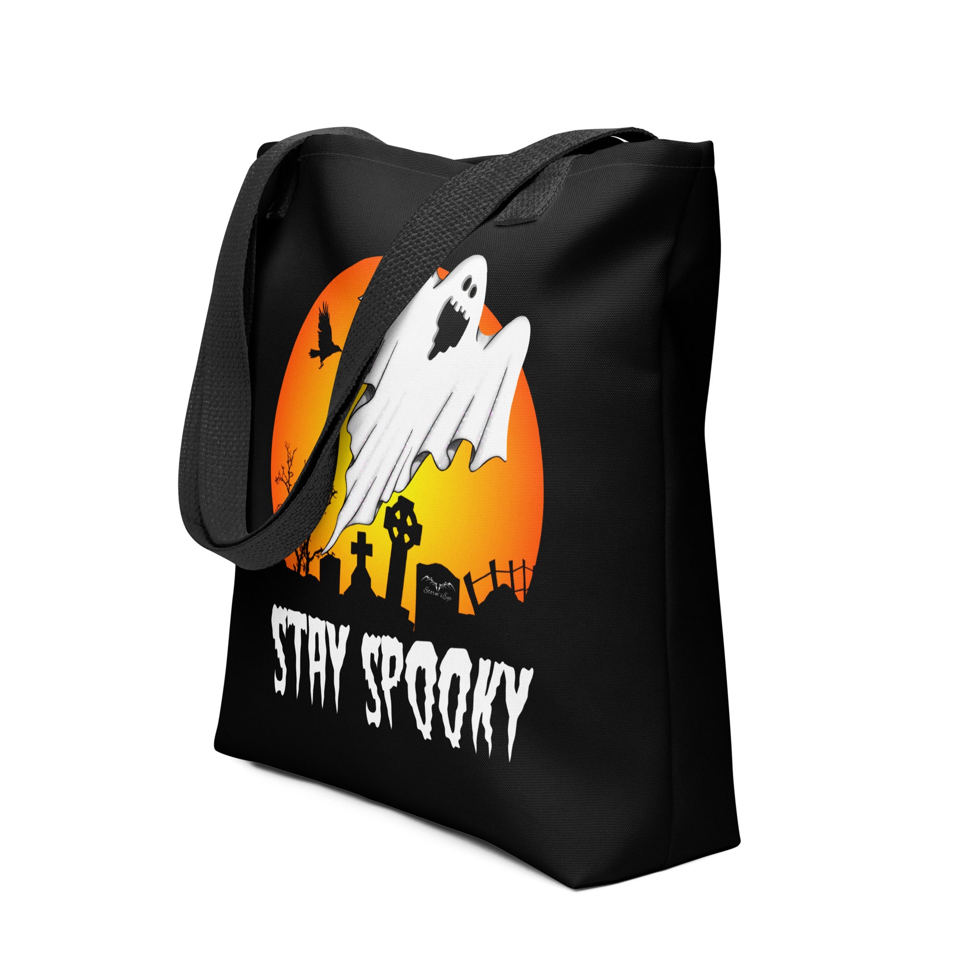 Stormseye design stay spooky large halloween tote bag, side view