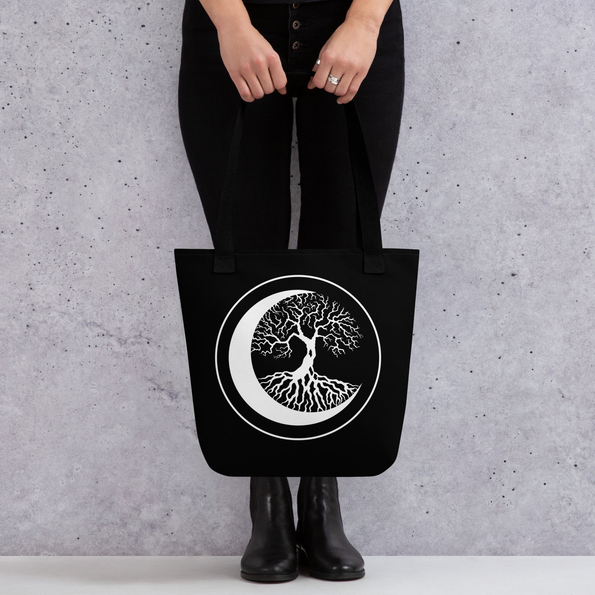 Stormseye design witching hour 2 large tote bag modelled view