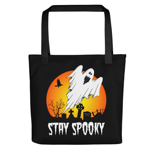Stormseye design stay spooky large halloween tote bag, front view