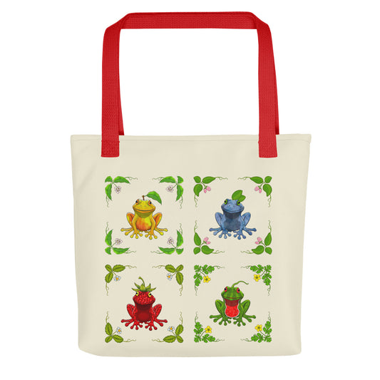 Stormseye design fruit frogs large tote bag front view