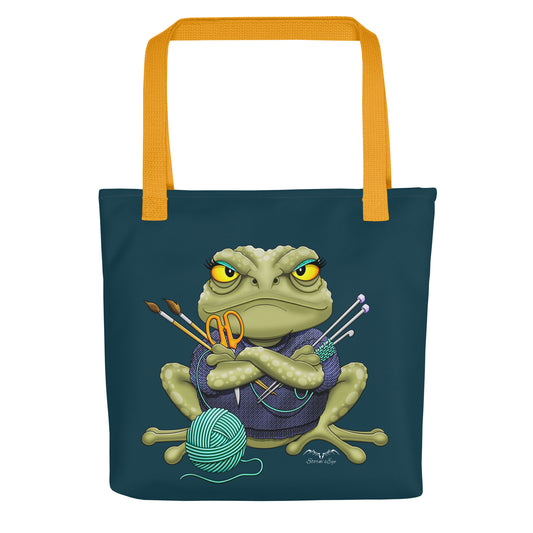 Stormseye design crafting frog large tote bag front view