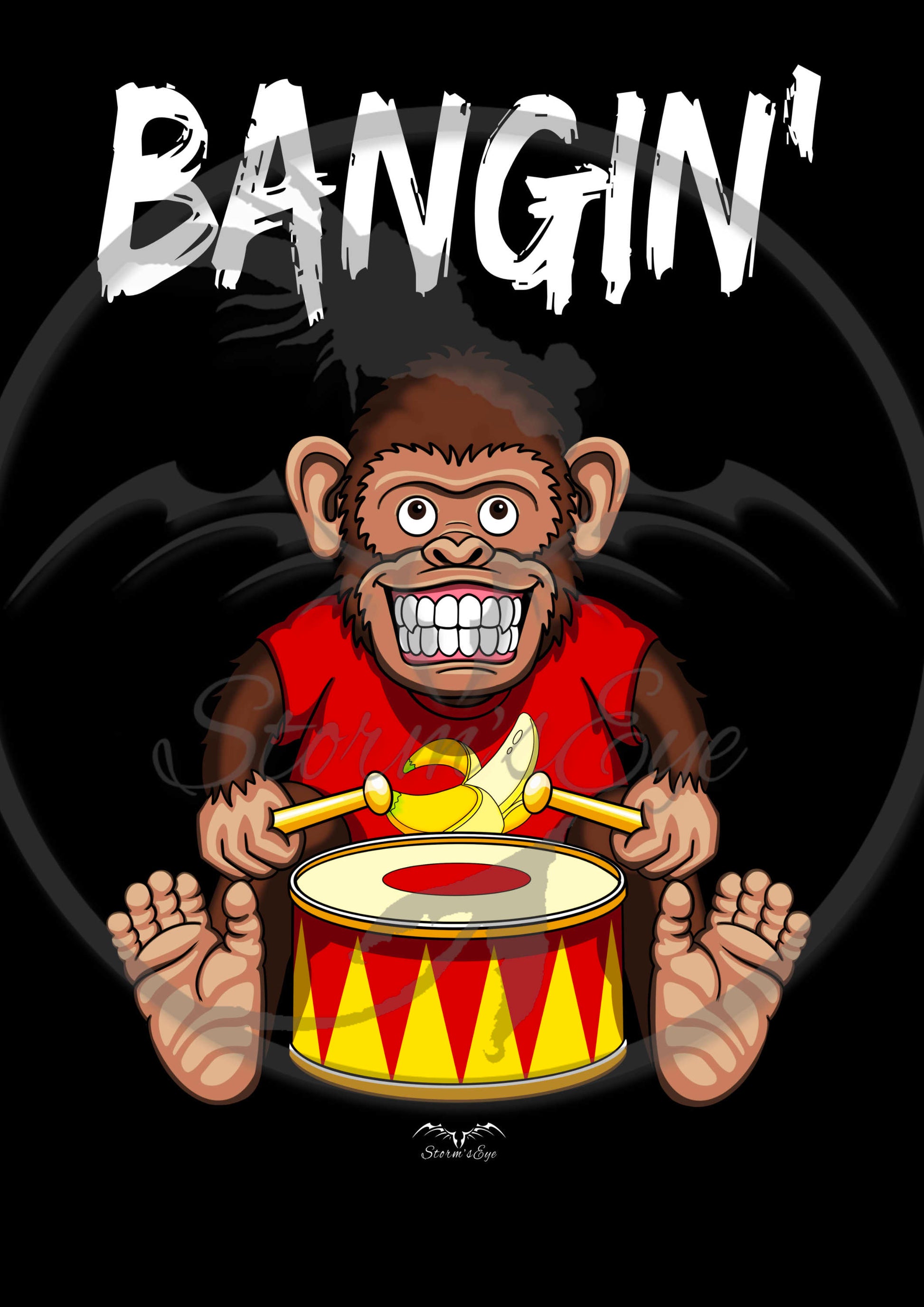 Bangin Drummer Monkey design by Stormseye Design