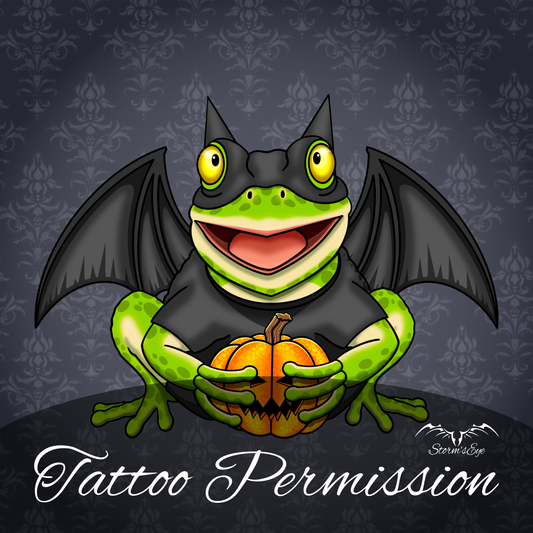 Bat Frog funny Halloween tattoo design by Stormseye Design
