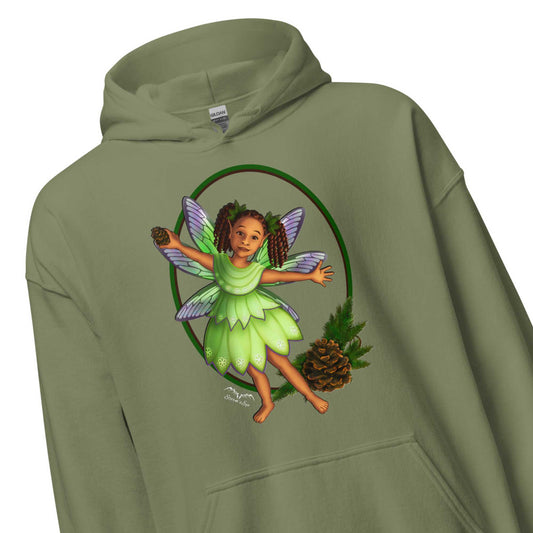 pretty black fairy hoodie by stormseye design, army green, zoom view