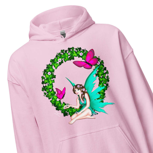 butterfly fairy hoodie by stormseye design, pink, zoom view