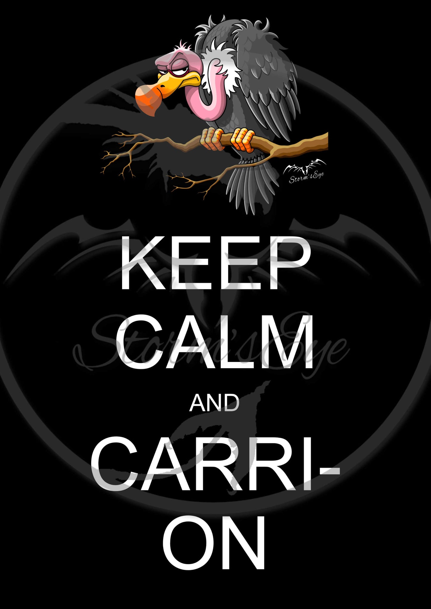 Stormseye Design funny keep calm and carrion vulture design