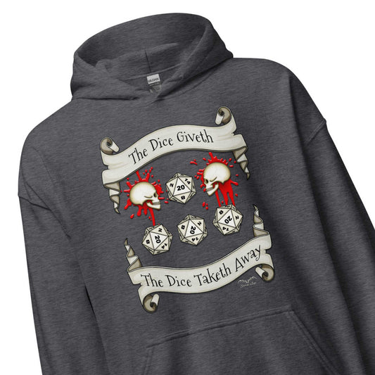 Dungeons And Dragons D20 Dice roll hoodie dark heather, zoom view