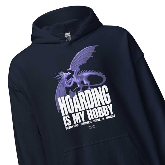 dragon hoarder hoodie by stormseye design navy blue, zoom view